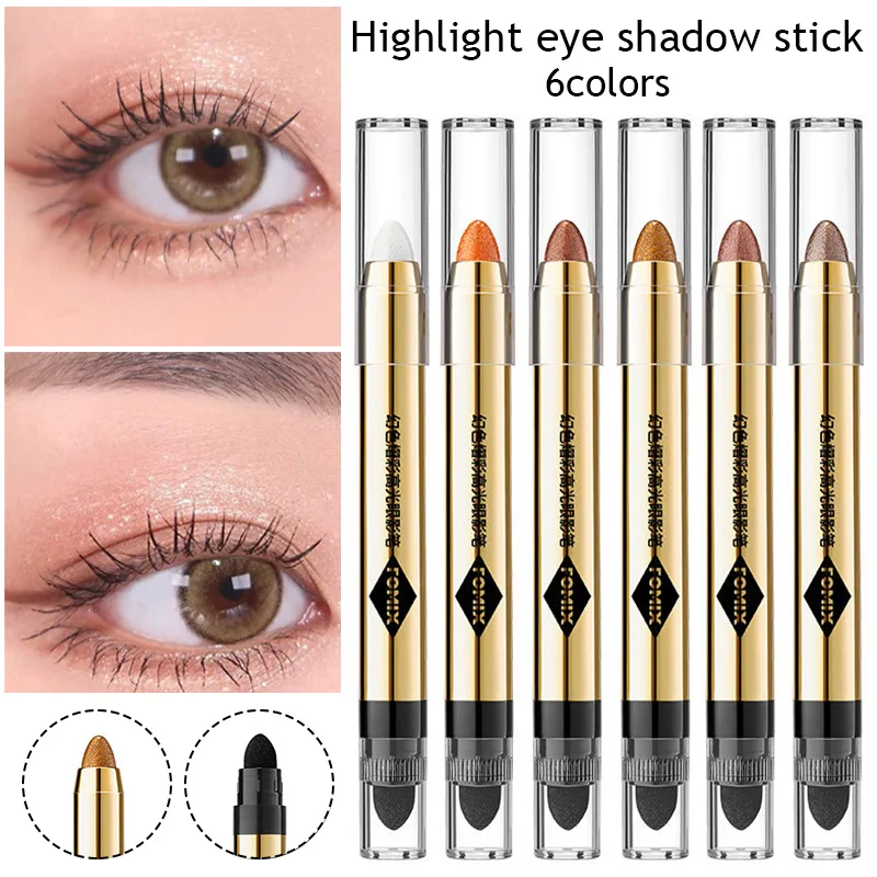 

Waterproof Matte Pearlescent Eye Shadow Stick Eyeshadow Pen Highlight Pencil Makeup Beauty Champange Shimmer Double Head Shadow
