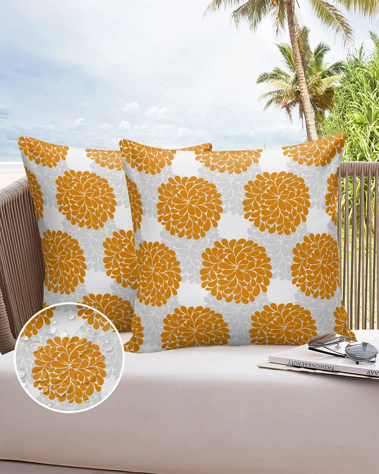 

Желто-серый цветочный чехол для диванной подушки, набор водонепроницаемых наволочек для отеля, хлопковая льняная наволочка 40 × 40 45 × 45 60 × 60