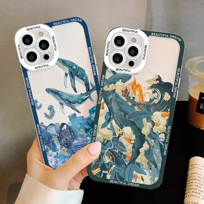 

Fantasy Whale Clear Phone Case For IPhone 7 8 Plus SE 2020 14 13 11 12 Pro Max 14 Plus X XS XR Transparent Back Soft Shell Cover
