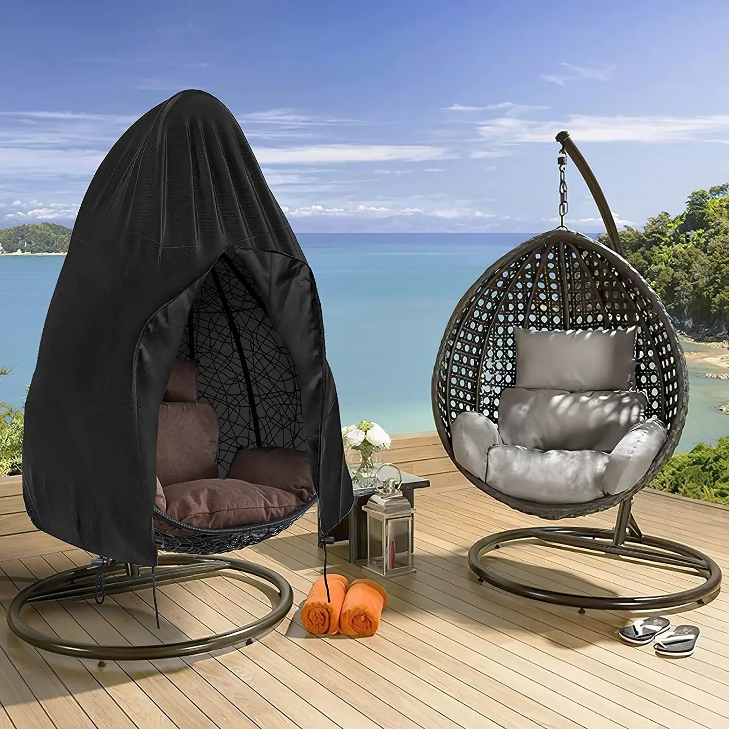 

C2 Outdoor Swing Hanging Chair Eggshell Dust Cover Polyester UV Protection Universal Cover Garden Waterproof Dust Cover For Home