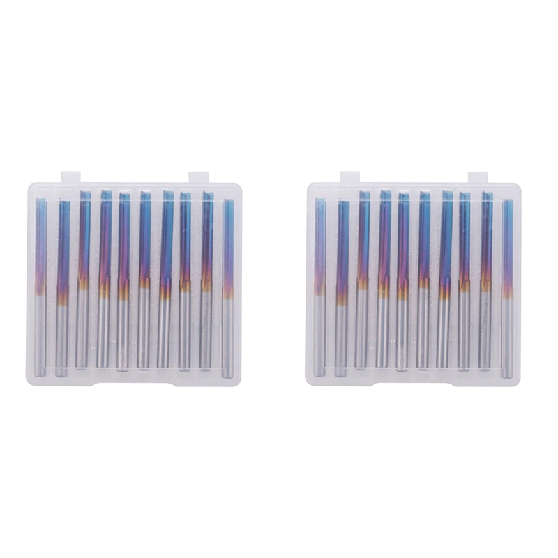 

20Pcs 3.175 Shank Blue Coated Straight End Mill 2 Flute Carbide Milling Cutter For Wood MDF Plastic CNC Engraving Bit