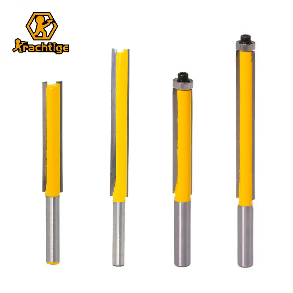 

Krachtige 2Pcs 1/4 8MM Shank Pattern Flush Trim Router Bit Set