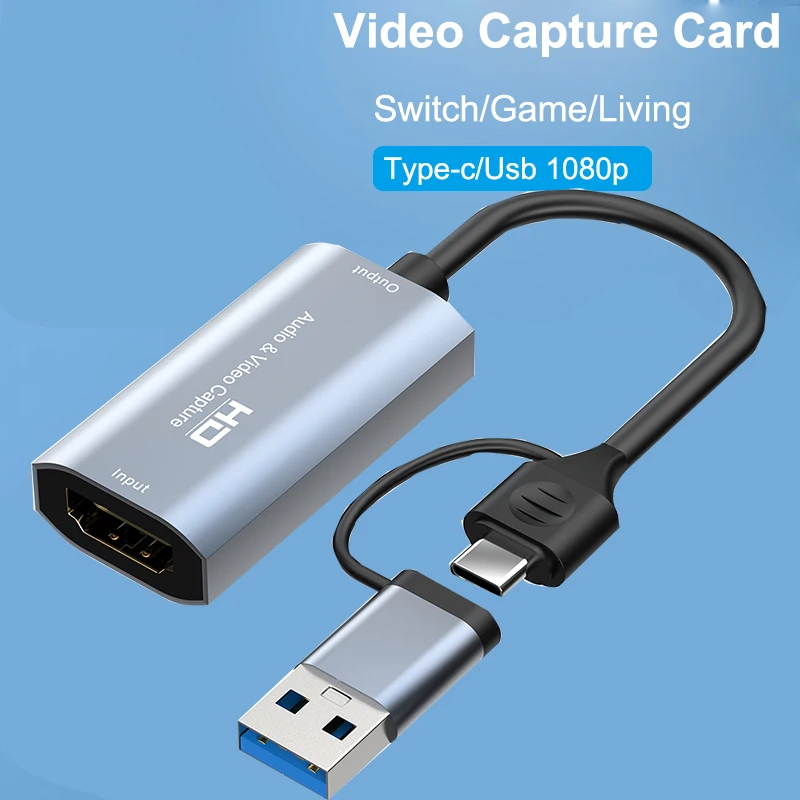 

USB 3,0/Type C Карта видеозахвата HDMI-совместима с USB C 1080P HD Запись игр для PS4/5 переключателей фотокамеры