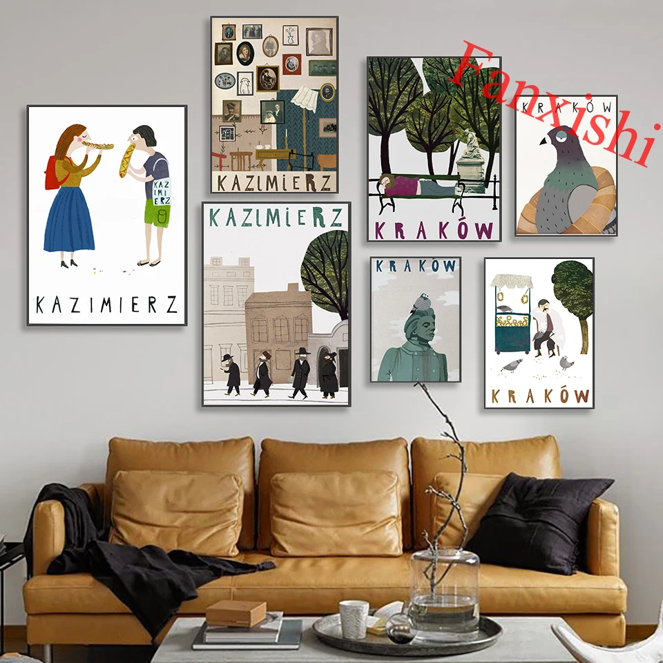 

KrakóW. Cracow. Poland Travel Poster. Wall Decoration. Polska. Boho Poster. Poster Prints. Travel Wall Art Canvas Painting Decor