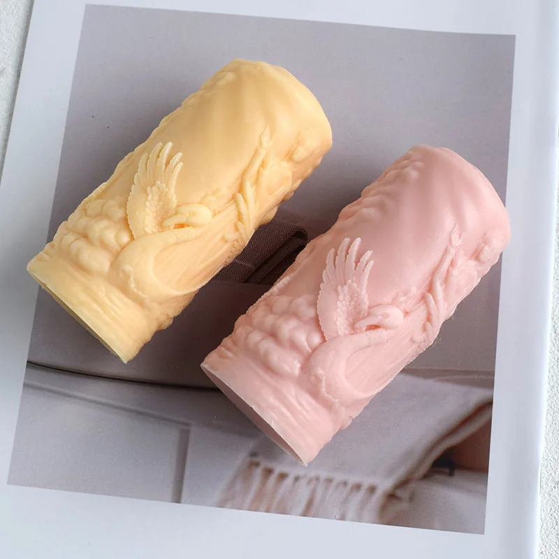 

3D Relief Column Candle Silicone Mold DIY European Style Pillar Crane Relief Aromatherapy Mould Handmade Soap Cake Decoration