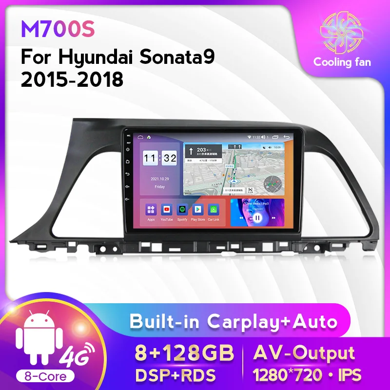 Автомобильный радиоприемник 2DIN Android11 стереоприемник для Hyundai sonat9 2015-2018