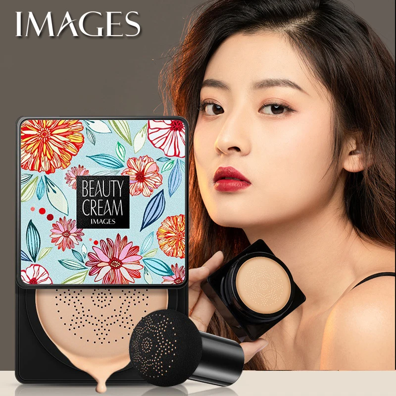 IMAGES BB Air Cushion CC Cream Foundation Concealer Mushroom Head Whitening Waterproof Brighten Face Base Tone Korean Makeup
