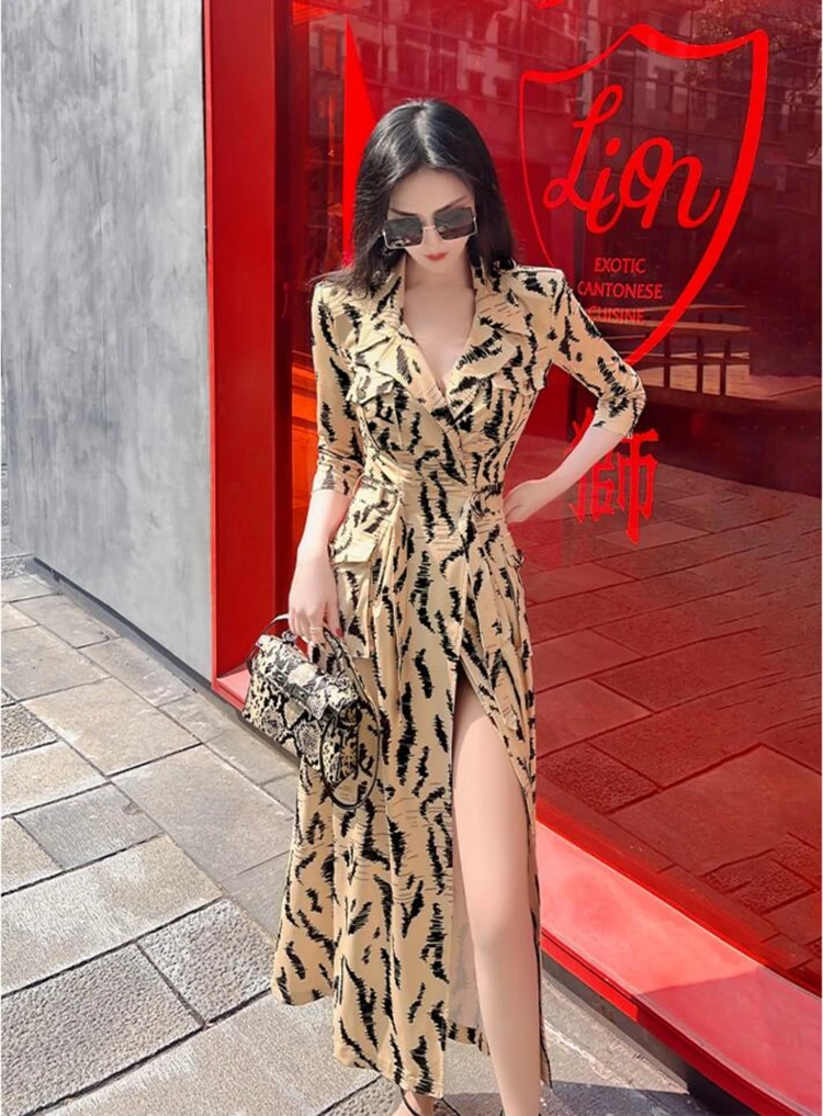 

new spring autumn fashion casual sexy brand female women girls Leopard dress