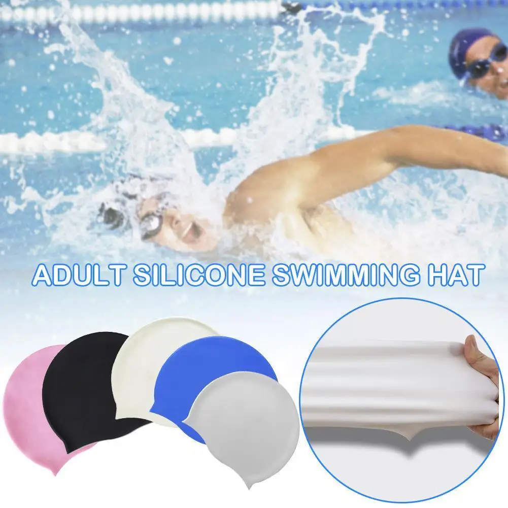 

Adult Silicone Swimming Cap Men Women Rubber Waterproof Caps Pool protect Diving Hat petal Teens Swim N3Y9
