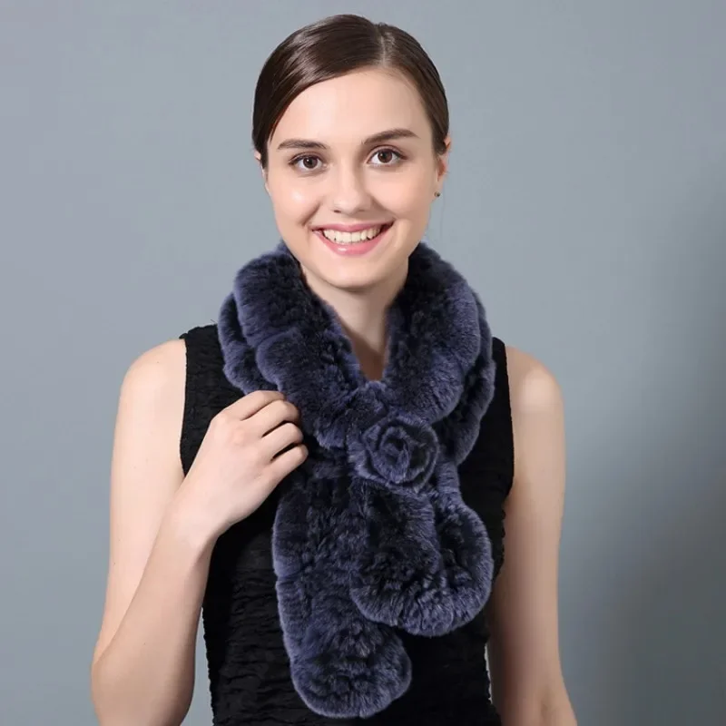 Зимние женские вязаные настоящие искусственные модные теплые толстые шарфы из