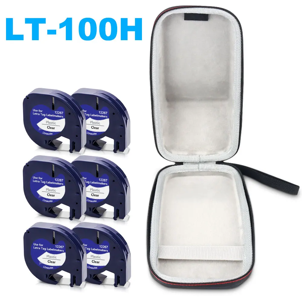 

6PK 12267 Compatible Dymo Letratag Tape with Label Printer Dymo LT100H Case Dymo Labeling Machine LT 100H Typewriter Storage Box
