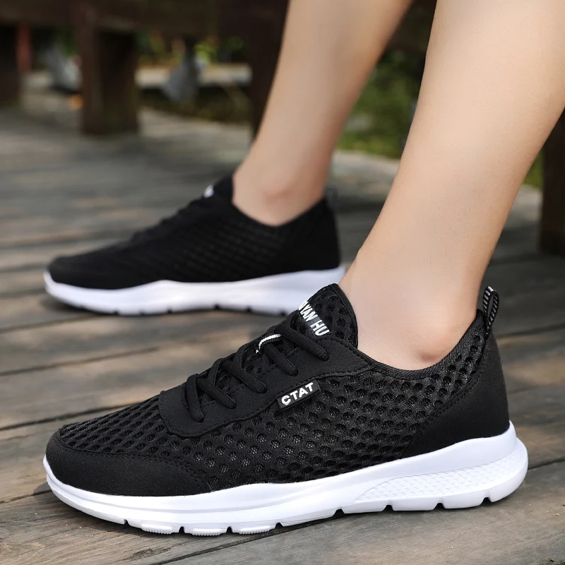 

Shoes Female 2023 High Quality Lace Up Men's Vulcanize Shoes Spring and Autumn Net Cloth Breathable Low-heeled Classic Sneakers