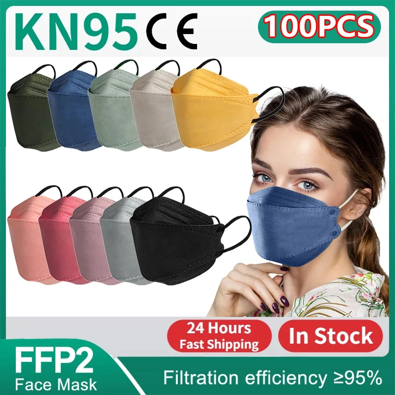 

100PCS Adult Disposable black face masks ffp 2 mask respiratory mask fpp2 Safety Dust Respirator Reusable kn95 disposable mask