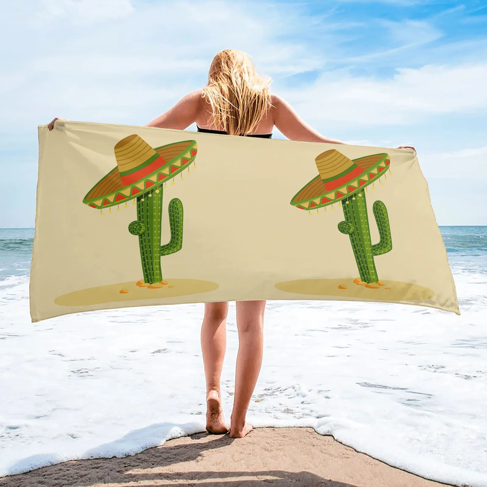 

Cactus Tropical Plants Microfiber Household Large Bath Towel Shower Face Hair Towel Absorbent Travel Sports Yoga Beach Towels