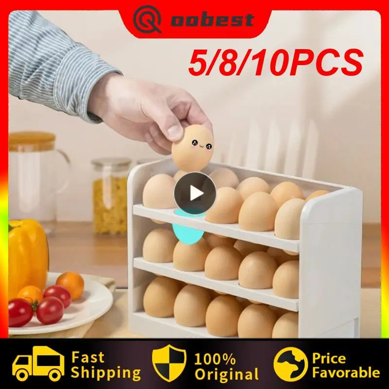 

5/8/10PCS 30 Grids Egg Shelf Space-saving Eggs Holder Rotating Large Capacity Egg Storage Box Egg Fresh-keeping Case New