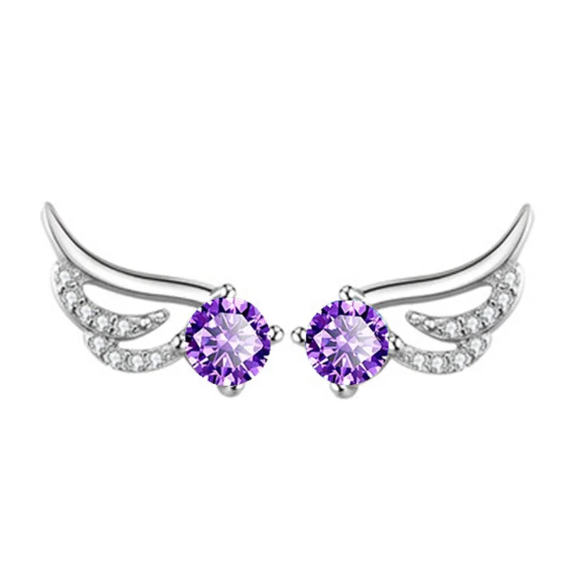 

Angel Wings Rhinestone Hanging Dangle Exquisite Exaggerated Fashion Stud Earrings Elegant Silver Earrings