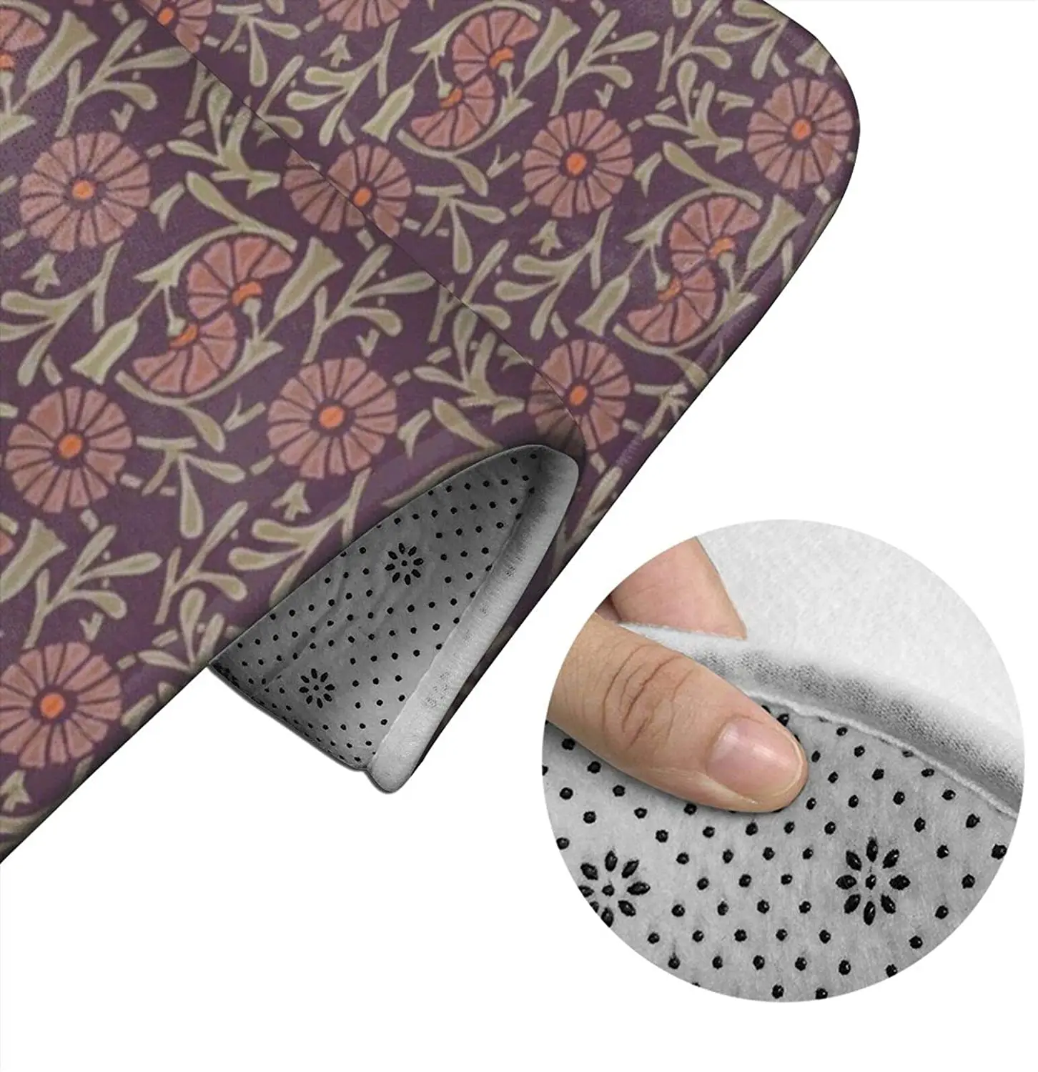 

Art Deco Floral Plum Bathroom Mat Sets 3 Piece Set Rugs Memory Foam Mat Set Toilet Seat Cover Bath Mat lid Cover