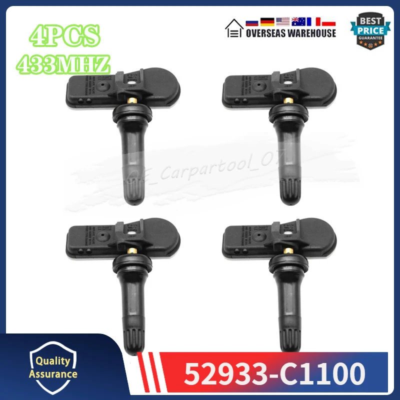 

4 шт./лот, датчик давления в автомобильных шинах для 2016 2017 2018 2019 2020 Hyundai i20 GB ix35 Sonata Tucson TPMS 433 МГц 52933-C1100