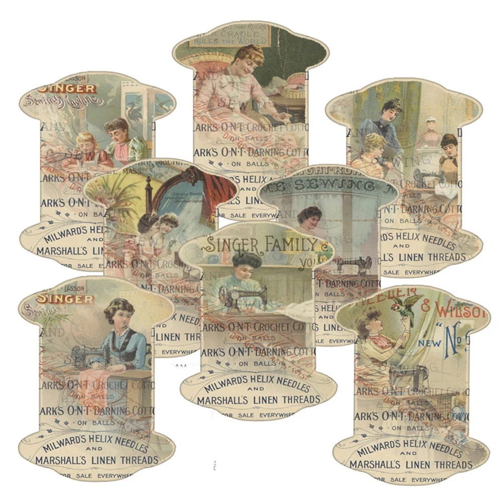 

Vintage Antique Sewing Winding Stickers DIY Scrapbooking Journal Phone Diary Album Happy Plan Decoration Stickers
