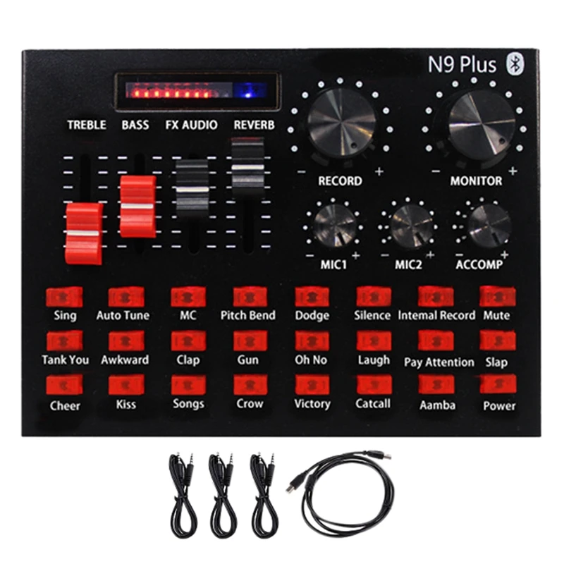 

N9 External Sound Card USB Audio Karaoke Studio Recording Professional For Game Live Phone Computer