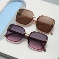 new luxury brand design square leaf flower sunglasses women mirror vintage rimless sun glasses gafas gradient ocean lens