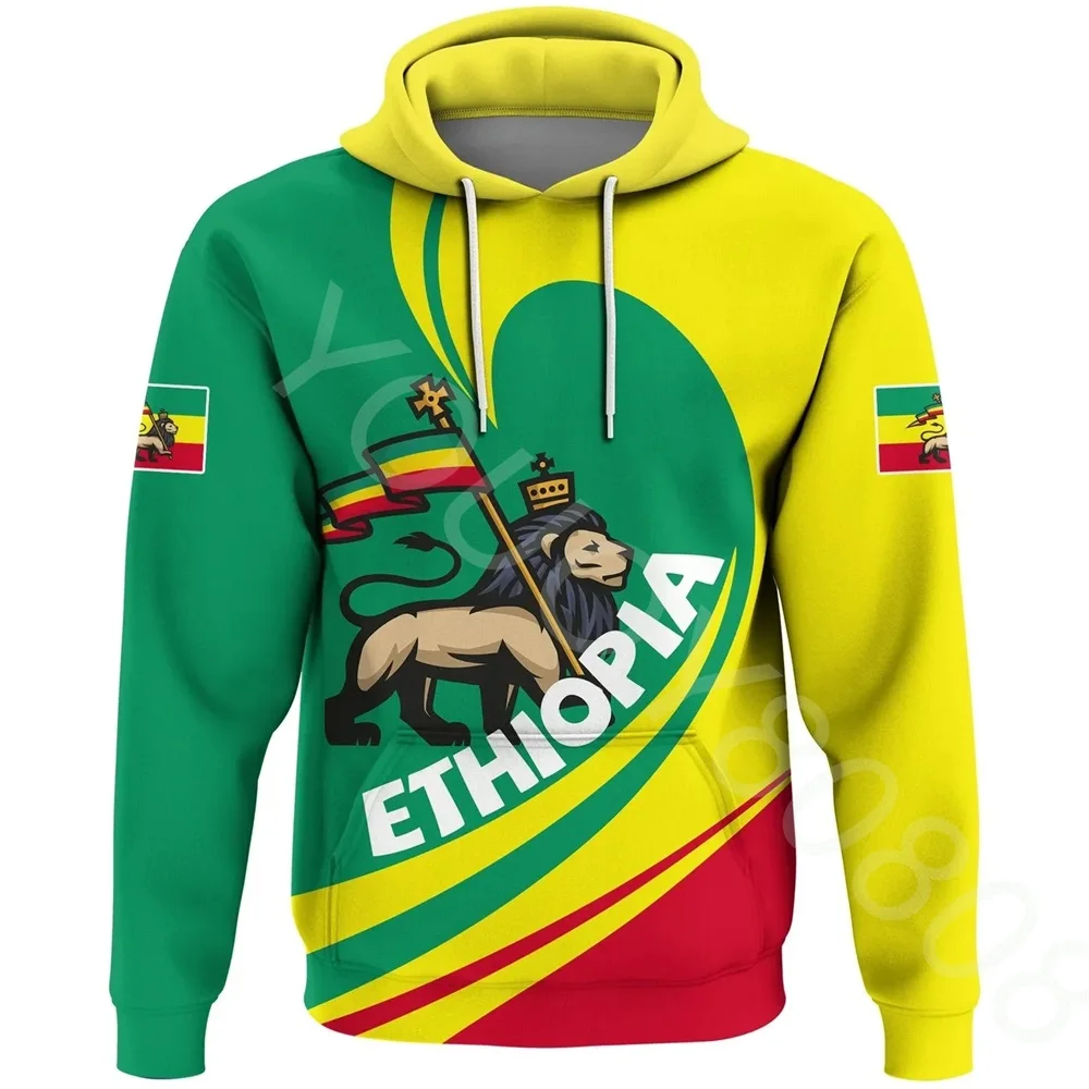 

2022 African Region Men's Hoodie Print Flag Casual Loose Pullover Sweatshirt Tigray Flag Star Pullover Hoodie