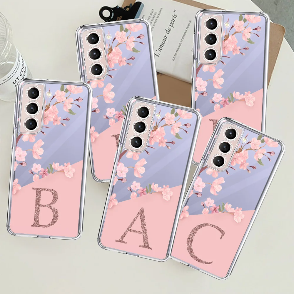 

Cherry Blossom Flower Initial Alphabet A B Clear Case For Samsung Galaxy S22 S21 S20 FE S10 S9 Plus Phone Note 20 10 Phone Tampa