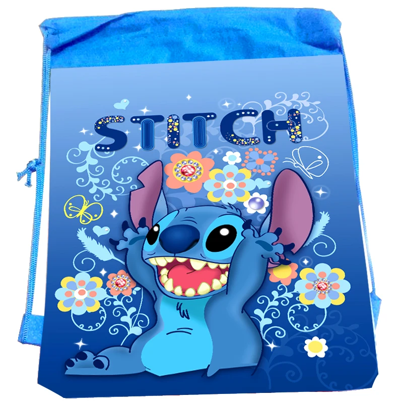 

12pcs/lot Stitch Theme Non-woven Fabrics Drawstring Bags Happy Birthday Events Party Decorations Boys Kids Favors Mochila