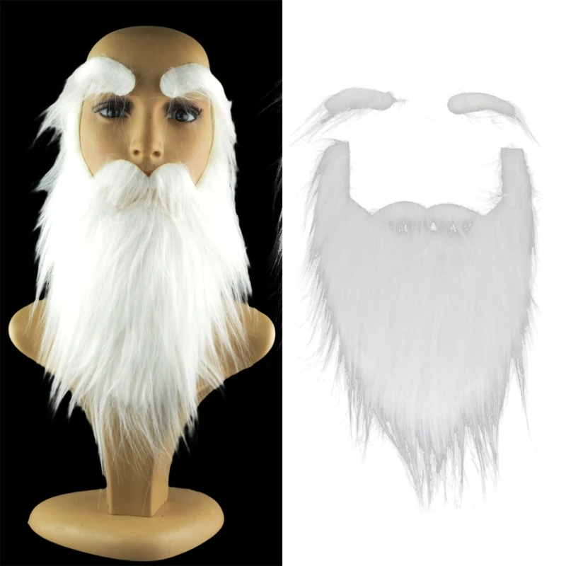 

Поддельная борода, длинные пушистые бороды, рождественский реквизит для косплея, искусственная борода, забавный костюм с усами,