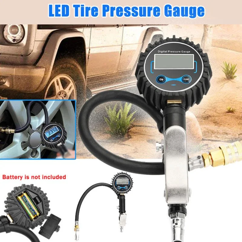 

0-200psi Car Tire Air Pressure Inflator Gauge LCD Display LED Backlight Vehicle Tester Inflation Monitoring Car Accessories