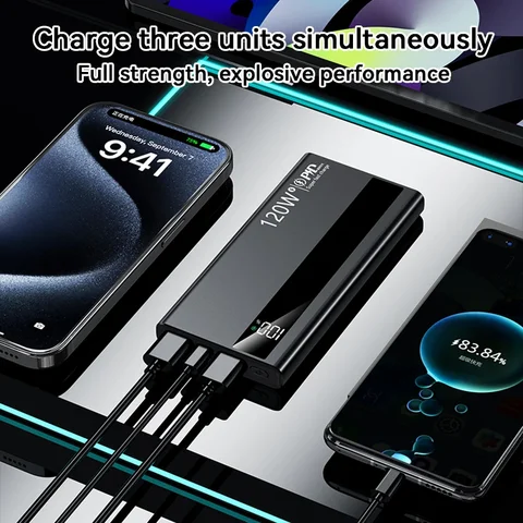 VIVO 120 Вт 500000 мАч Power Bank высокой емкости с супер быстрой зарядкой Портативный внешний аккумулятор PowerBank для iphone Samsung 2026 Новый