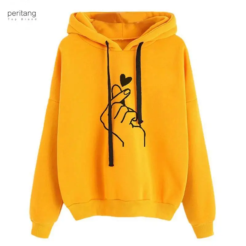 

Женская толстовка с капюшоном, корейский пуловер с длинным рукавом и принтом сердечек и пальцев, осень 2023