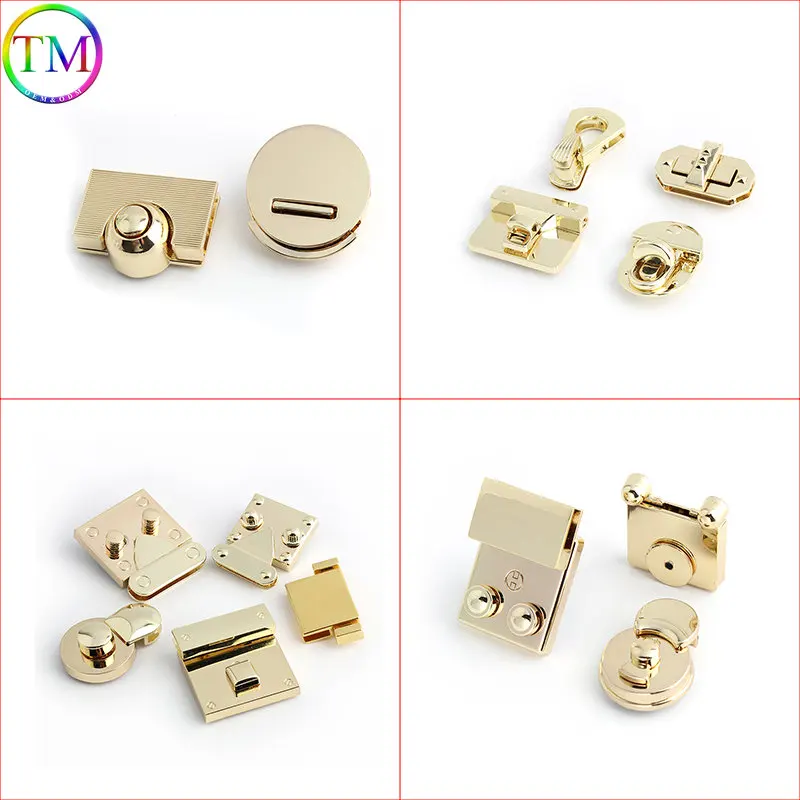 New Style Metal Clasp Push Turn Lock Twist Lock Rectangle Hanger Switch Clasp Folding Locks Fashion Durable For Handbags