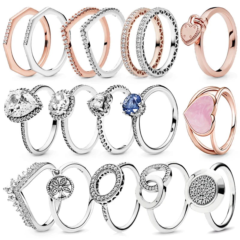 

New 925 Sterling Silver Rose Gold Original Design Love Lock Ring Shiny Open Ring Engagement Wedding Jewelry Beautiful Gift