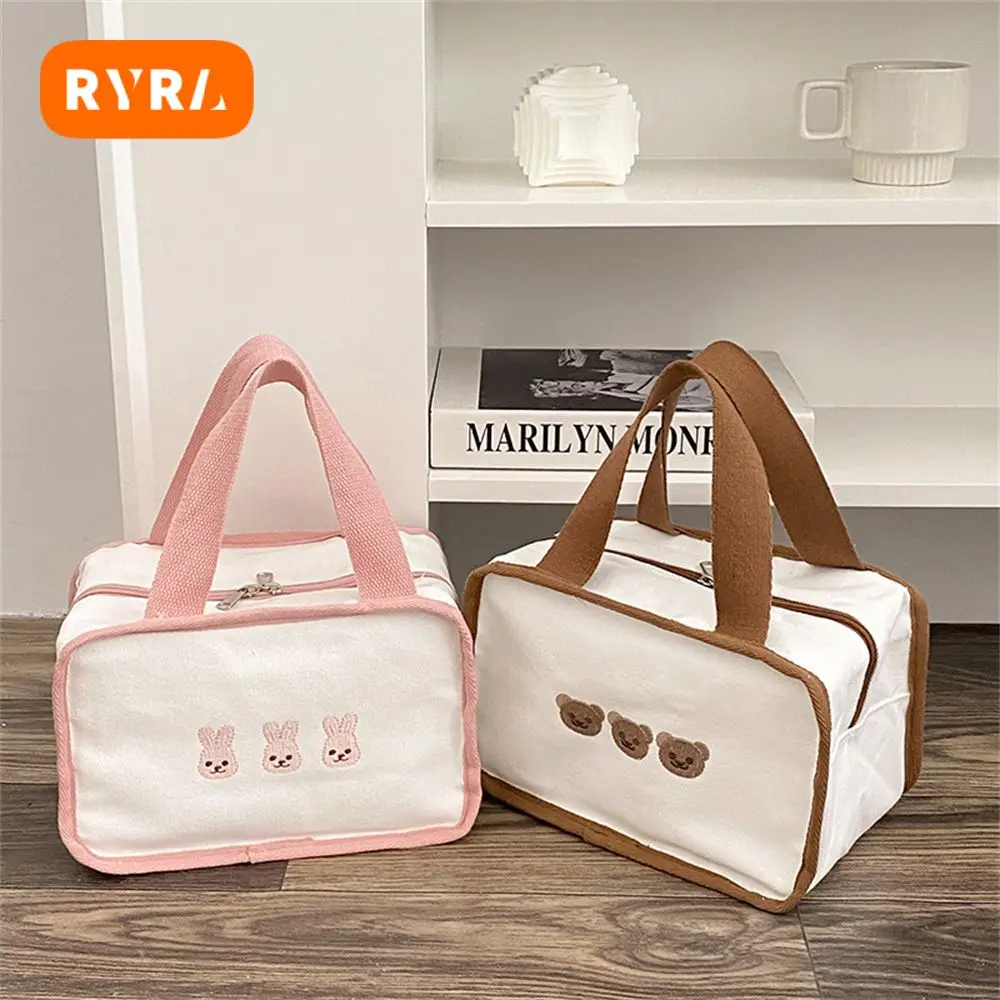 

Handbag Lunch Box Insulation Cute Canvas Keep Cold Lunch Bag Insulated Bag Little Bear Cartoon Portable Storage Bag Go Out