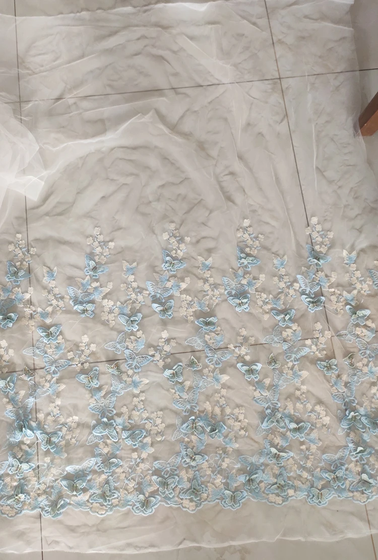 Цветные 3D бабочки сетчатая ткань Цветочная вышивка кружева для платья юбки топы