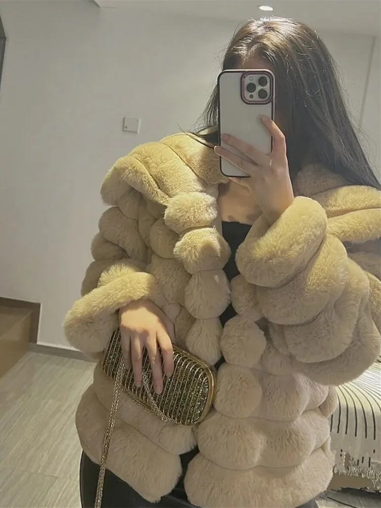 Nagodo Faux Fur Coat Women 2022 Autumn Winter Lapel Collar Fashion Thick Warm Short Fluffy Coat Ladies Fur Furry Jacket