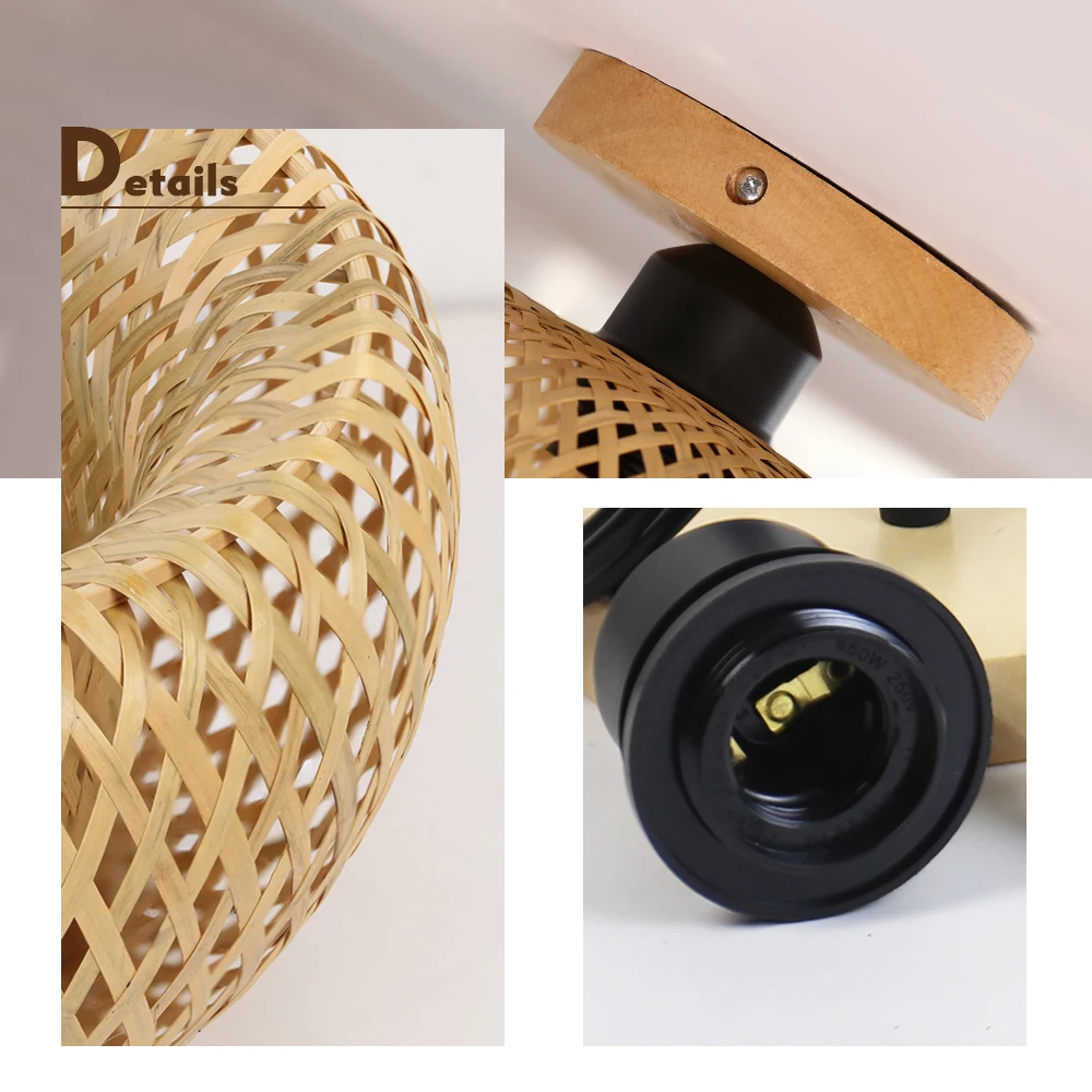 Бамбуковая потолочная лампа из ротанга плетеный потолочный светильник ручной