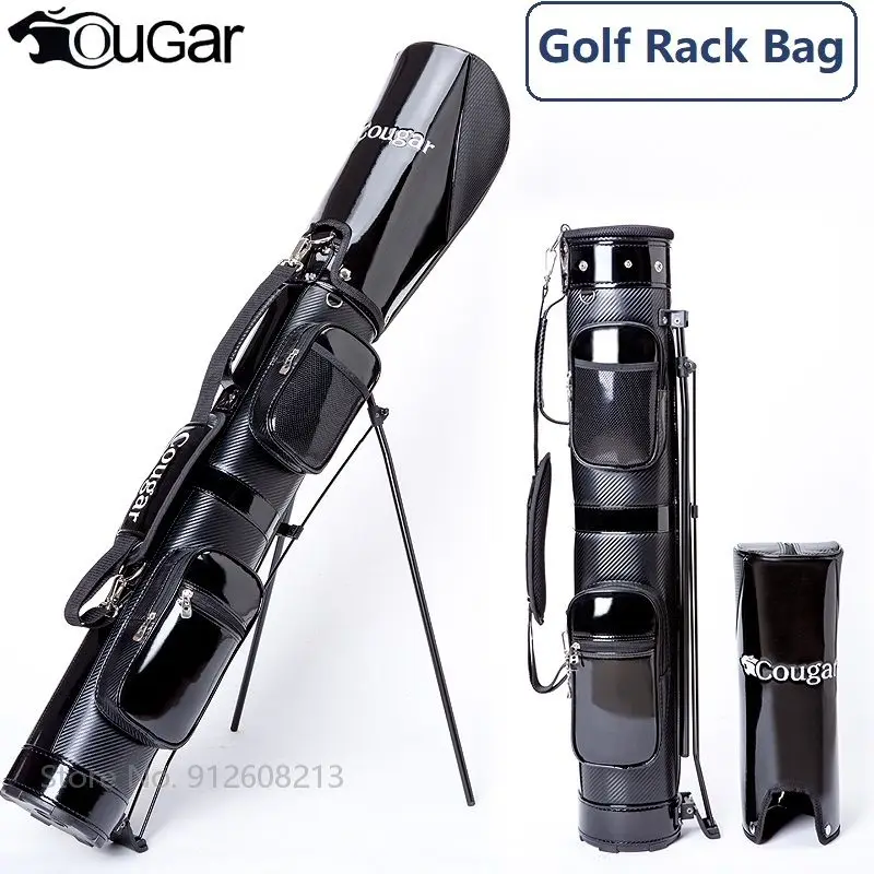 Men Women High Capacity Golf Rack Bag PU Leather Waterproof Golf Gun Bags Lightweight Tripod Bracket Package Support 9Pcs Clubs