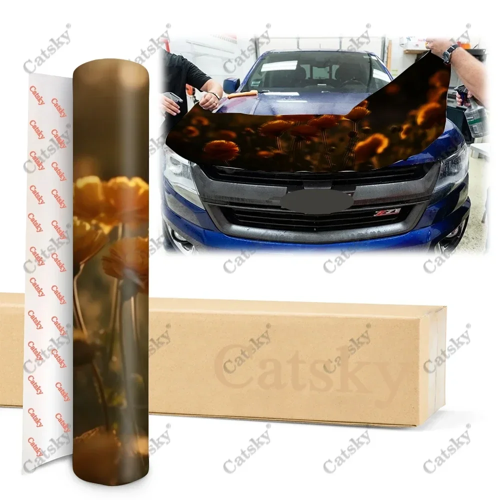 Виниловые стикеры на капот автомобиля виниловая пленка с изображением диких