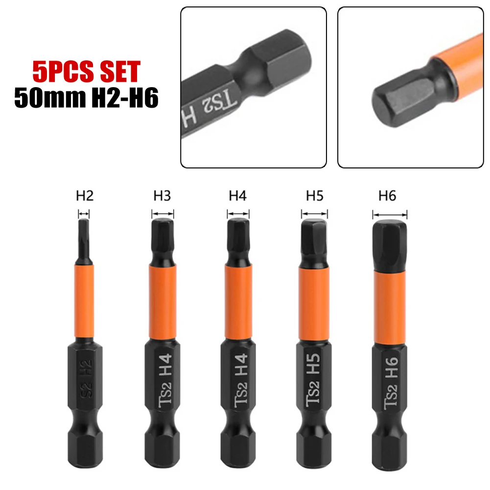 

5pcs Hexagon Screwdriver Bit 1/4 Inch Hex Magnetic Screwdrivers H-2 H3 H4 H5 H6 Quick Change Impact Driver Power Drill