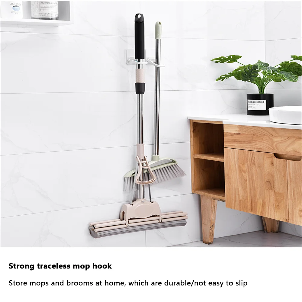 

1Pcs Dustpans Rack Self-adhesive Space-saving Mop Holder Garage Garden Backyard Office Broom Hanging Shelf