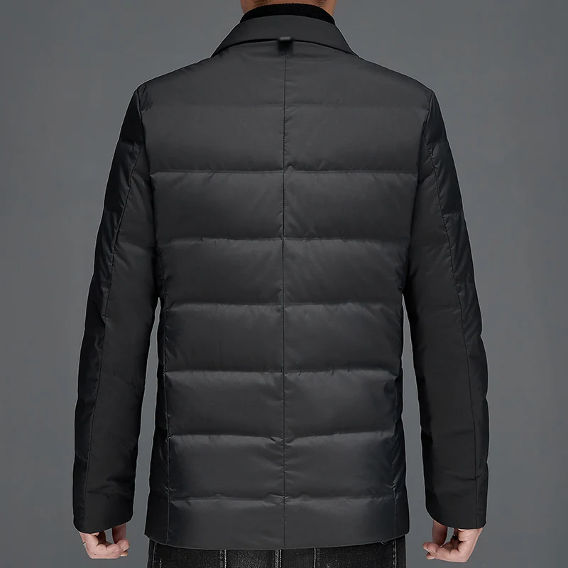 Men Casual Puffer Coats Black Gray Thermal Basic Jacekts Winter Notched Collar Design Thick Warm Outerwear Male Daily Outfits