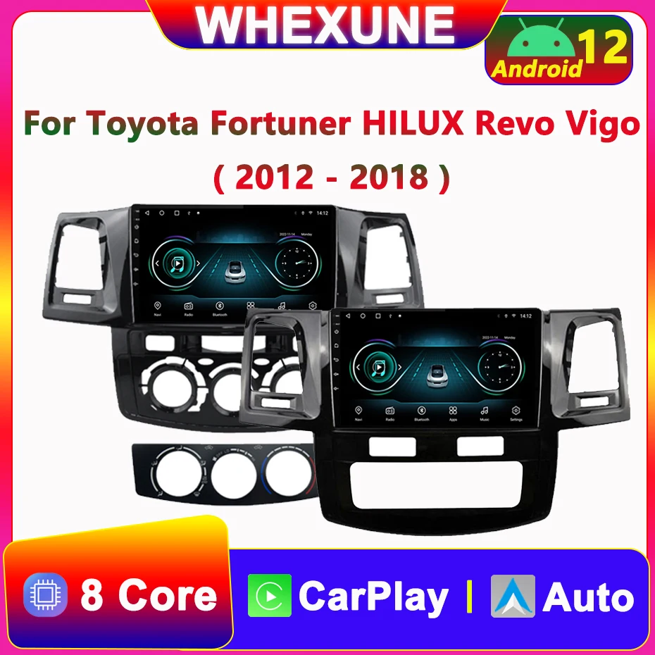 

2Din Android 12 For Toyota Fortuner HILUX Revo Vigo 2007-2015 Car Radio Multimedia Video Player GPS Navigation Autoradio Carplay