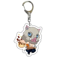 classic anime keychains demon slayer cartoon key chain acrylic keyring q version jewelry girl bag accessories kamado nezuko gift