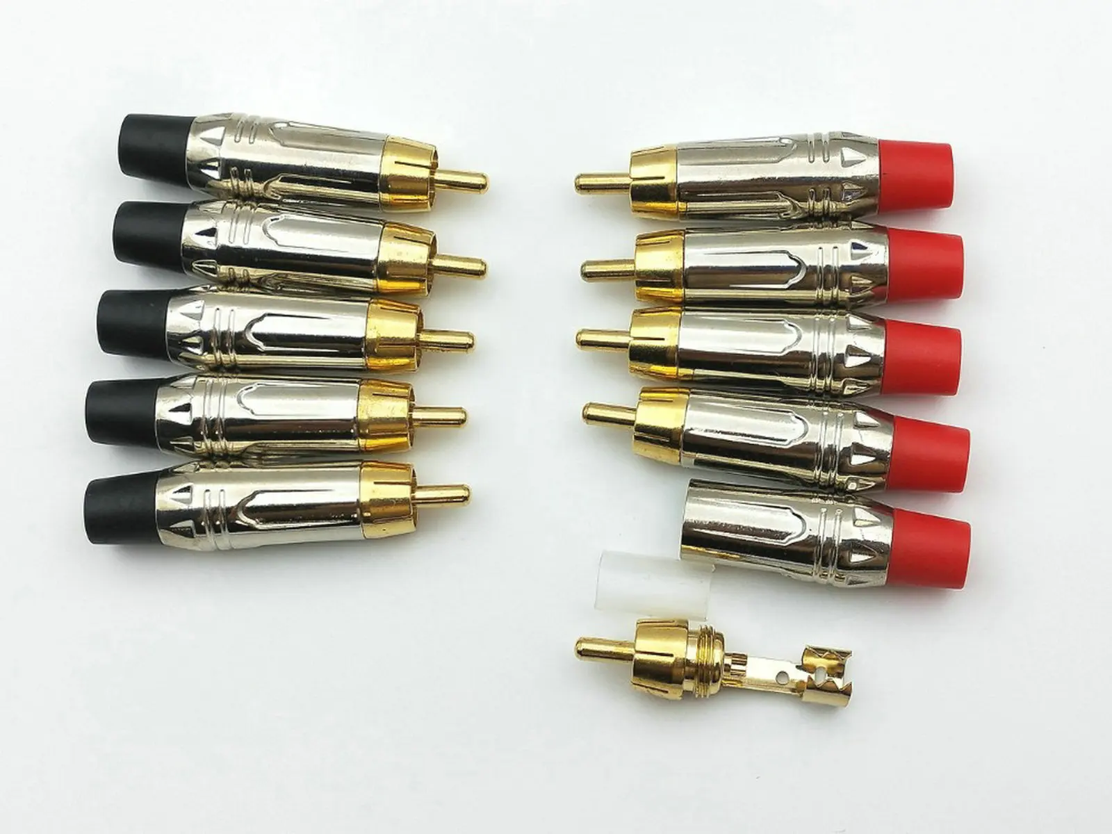 

10pcs Gold plated brass RCA plug Audio connector soldering