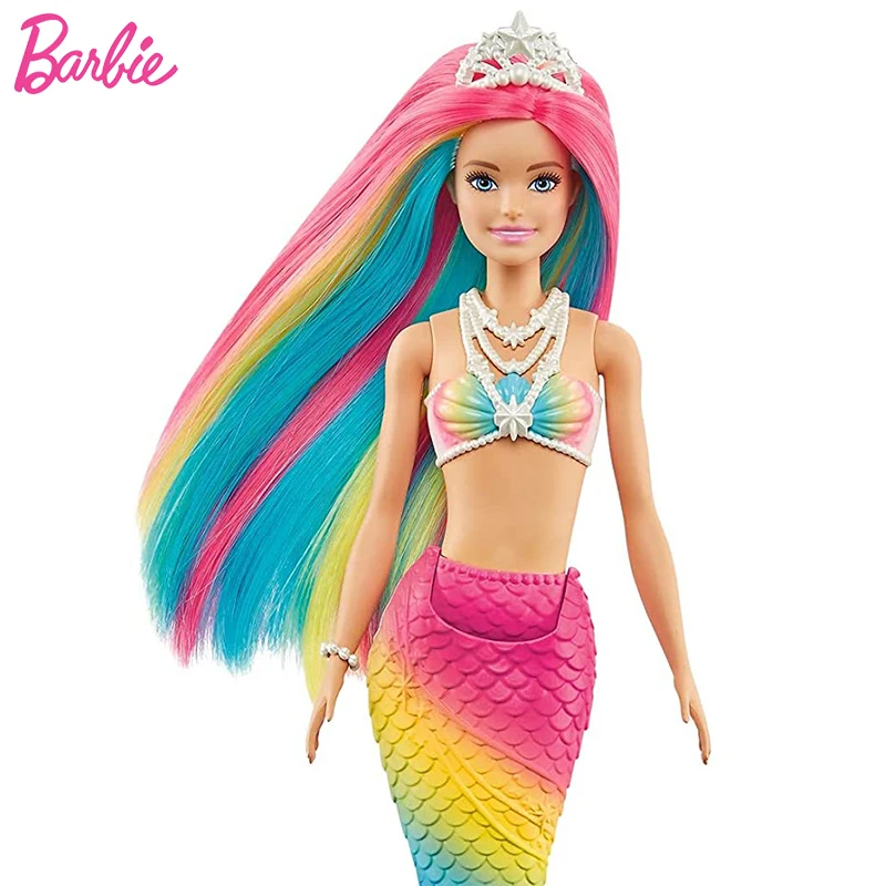 

Original Barbie Dreamtopia Mermaid Doll Fairy Toys for Girls Power Butterfly Rainbow Princess DIY Painting Baby Gift Play House