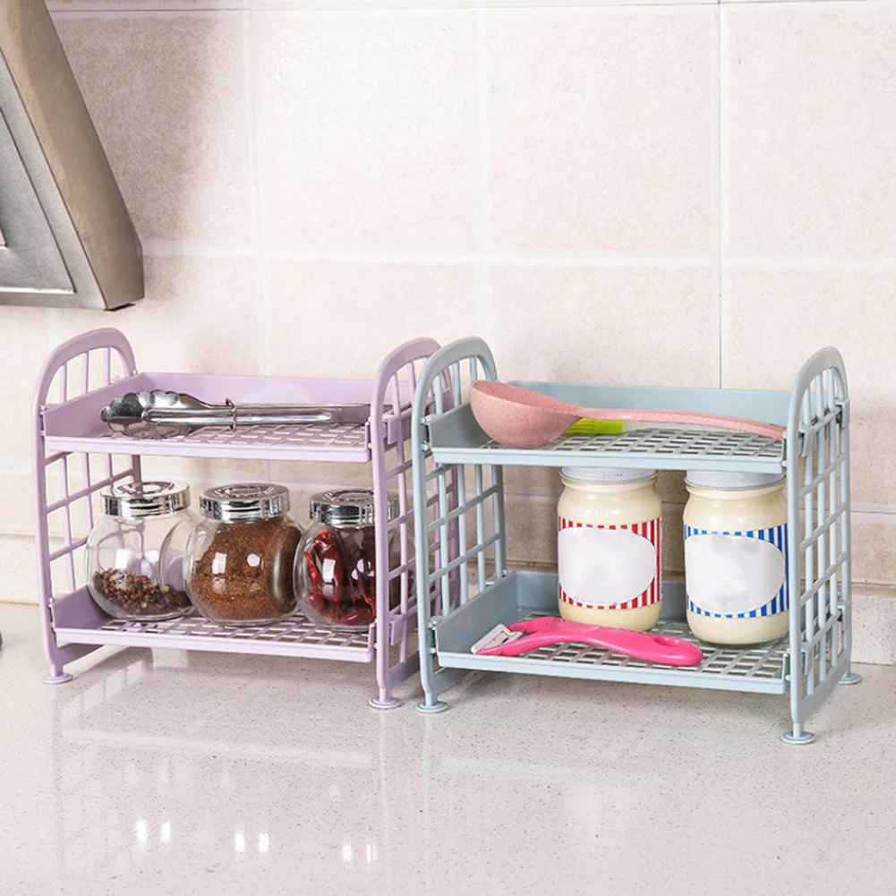 

Multi-function Desktop Double-layer Folding Storage Holders Countertop Organizer Shelf Makeup Cosmetics Stand Girl Sundries Rack