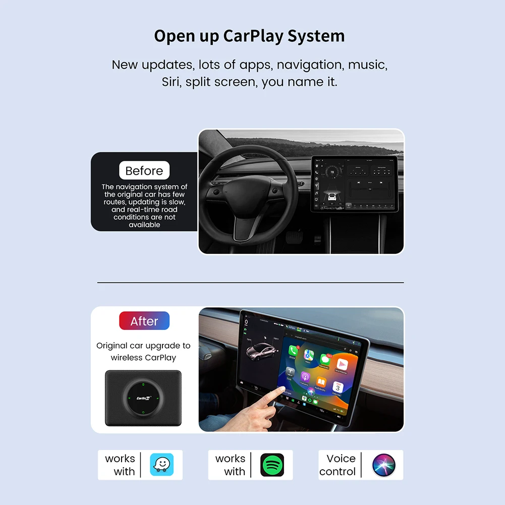 Адаптер CarlinKit Mini Carplay Беспроводной Wi-Fi Bluetooth для Tesla Model 3/ X/Y/S Apple CarPlay Dongle OTA