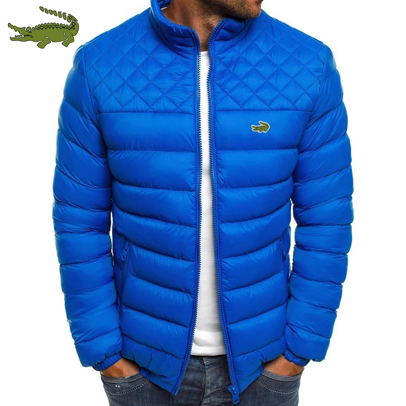Men's fashion casual hooded thickened printed cotton jacket warm windproof cotton jacket